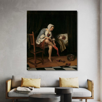 Donna Alla Sua Toilette Jan Steen jsn86 quadro stampato su tela