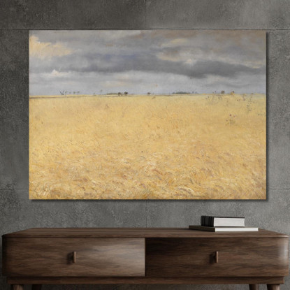 Un Campo Di Segale Vicino Al Villaggio Di Ring Laurits Andersen Ring lar3 quadro stampato su tela