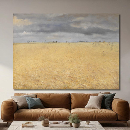 Un Campo Di Segale Vicino Al Villaggio Di Ring Laurits Andersen Ring lar3 quadro stampato su tela