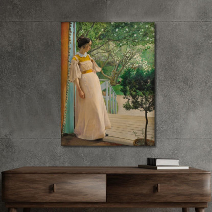 Alla Finestra Francese. La Moglie Dell'Artista Laurits Andersen Ring lar6 quadro stampato su tela