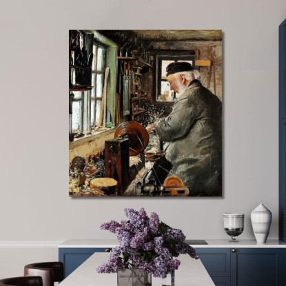 Un Tornitore Al Suo Tornio Laurits Andersen Ring lar9 quadro stampato su tela
