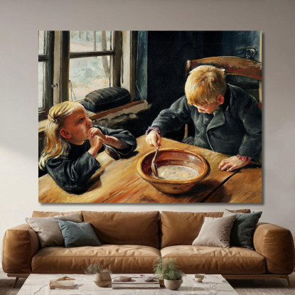 Un Ragazzo E Una Ragazza Al Pranzo Di Mezzogiorno Laurits Andersen Ring lar10 quadro stampato su tela