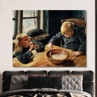 Un Ragazzo E Una Ragazza Al Pranzo Di Mezzogiorno Laurits Andersen Ring lar10 quadro stampato su tela