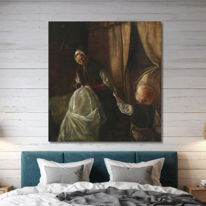 Un Ragazzo Porge Alla Nonna Un Pisello Verde Laurits Andersen Ring lar11 quadro stampato su tela