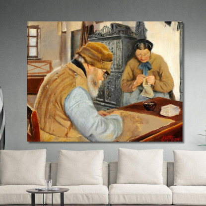 Contadini Nel Villaggio Di Ring Laurits Andersen Ring lar19 quadro stampato su tela