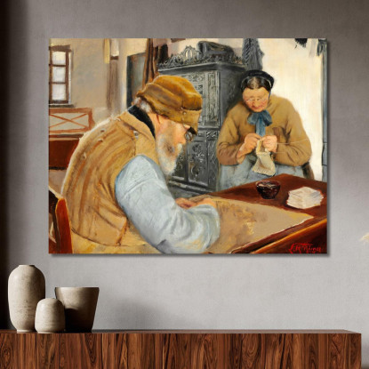 Contadini Nel Villaggio Di Ring Laurits Andersen Ring lar19 quadro stampato su tela