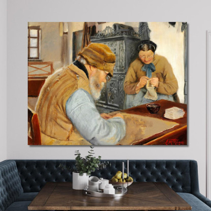 Contadini Nel Villaggio Di Ring Laurits Andersen Ring lar19 quadro stampato su tela