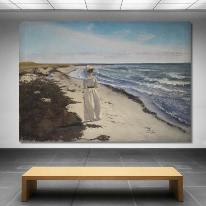 Signora Sulla Spiaggia Di Karrebæksminde Zelanda Laurits Andersen Ring lar24 quadro stampato su tela