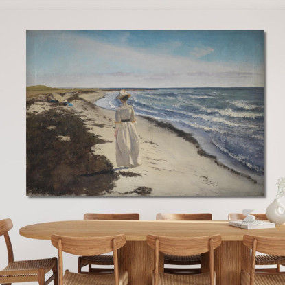 Signora Sulla Spiaggia Di Karrebæksminde Zelanda Laurits Andersen Ring lar24 quadro stampato su tela