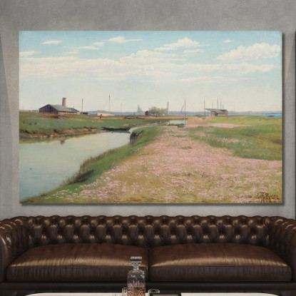 Il Fiume E Il Porto A Frederiksværk Laurits Andersen Ring lar33 quadro stampato su tela