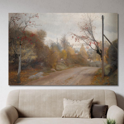 La Strada A Mogenstrup Zelanda. Autunno Laurits Andersen Ring lar34 quadro stampato su tela