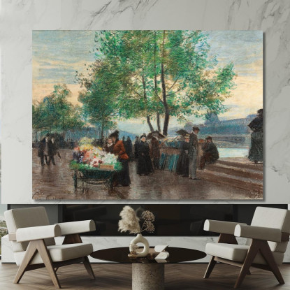 Mercanti Sulle Rive Della Senna Parigi Victor Gabriel Gilbert vgg27 quadro stampato su tela