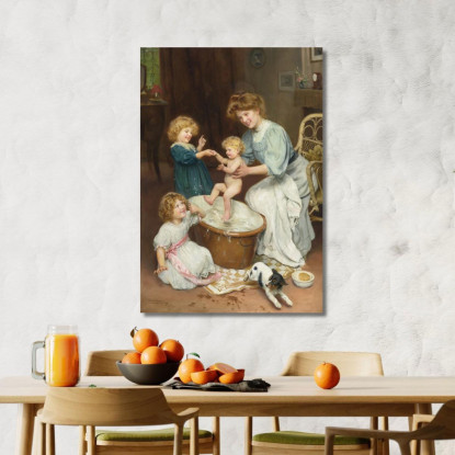 Il Bagnetto Del Bebè Arthur John Elsley aje5 quadro stampato su tela