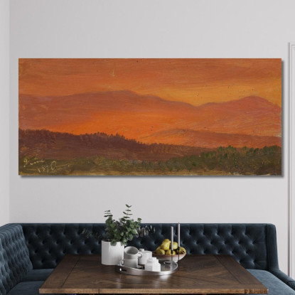 Valle Dell'Hudson E Montagne Distanti Al Tramonto Frederic Edwin Church fec19 quadro stampato su tela