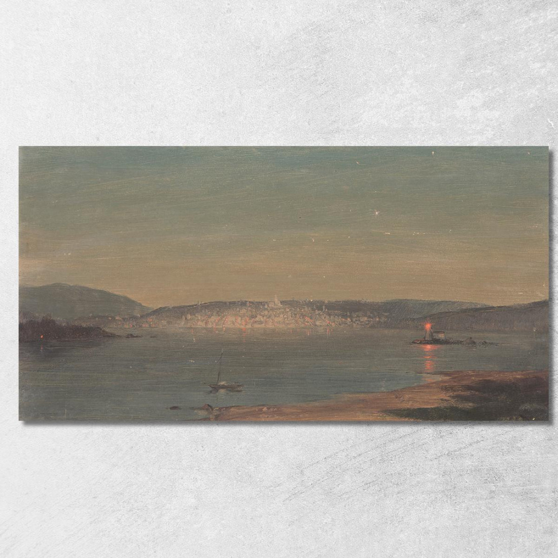 Veduta Notturna Di Un Porto Frederic Edwin Church fec61 quadro stampato su tela Veduta Notturna Di Un Porto Frederic Edwin Church fec61 quadro stampato su tela