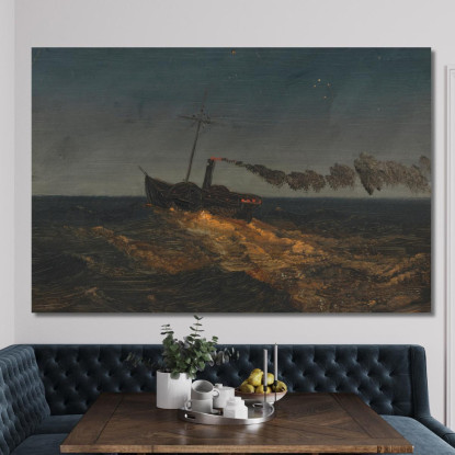 Piroscafo A Ruote Al Tramonto Frederic Edwin Church fec64 quadro stampato su tela
