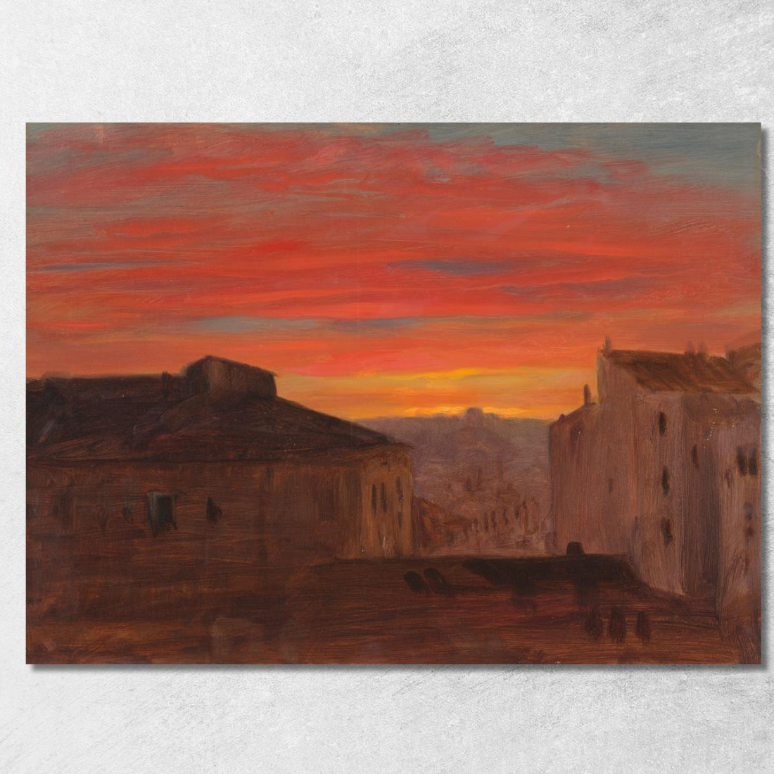 Tetti Al Tramonto Dal Pincio Roma Frederic Edwin Church fec72 quadro stampato su tela Tetti Al Tramonto Dal Pincio Roma Frederic Edwin Church fec72 quadro stampato su tela