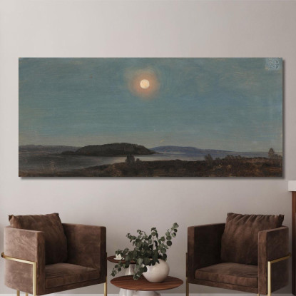 Sole O Luna Che Sorge Sulle Isole Porcupine Bar Harbor Frederic Edwin Church fec80 quadro stampato su tela