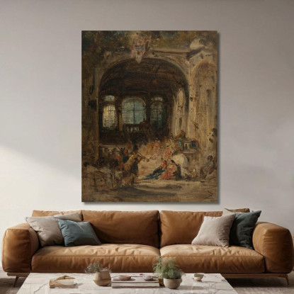Festa In Un Palazzo A Napoli Félix Ziem fzm37 quadro stampato su tela