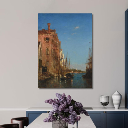 Gondola A Venezia Félix Ziem fzm41 quadro stampato su tela