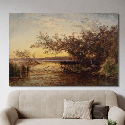 La Camargue Al Tramonto Félix Ziem fzm49 quadro stampato su tela