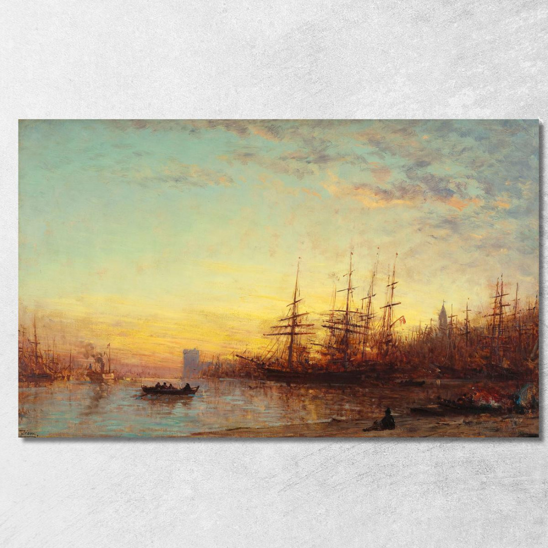Il Porto Di Marsiglia Al Tramonto Félix Ziem fzm71 quadro stampato su tela Il Porto Di Marsiglia Al Tramonto Félix Ziem fzm71 quadro stampato su tela