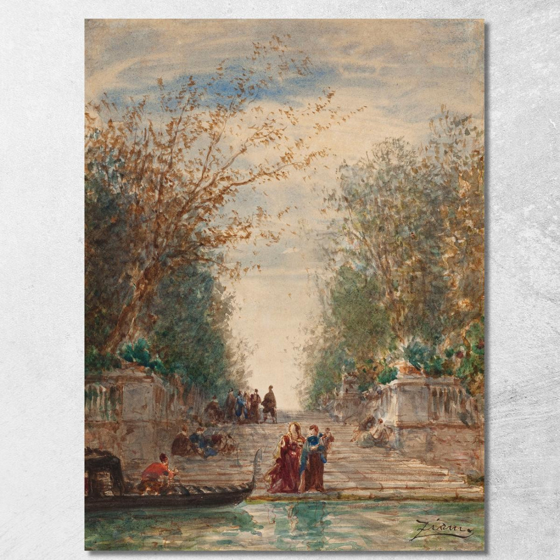 Martigues Venezia L'Ingresso Del Giardino Francese Félix Ziem fzm95 quadro stampato su tela Martigues Venezia L'Ingresso Del Giardino Francese Félix Ziem fzm95 quadro stampato su tela