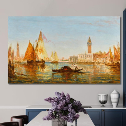 Venezia Gondole E Velieri Davanti Al Palazzo Ducale E San Giorgio Maggiore Félix Ziem fzm141 quadro stampato su tela