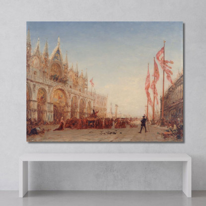Venezia Processione Di San Giorgio Félix Ziem fzm150 quadro stampato su tela