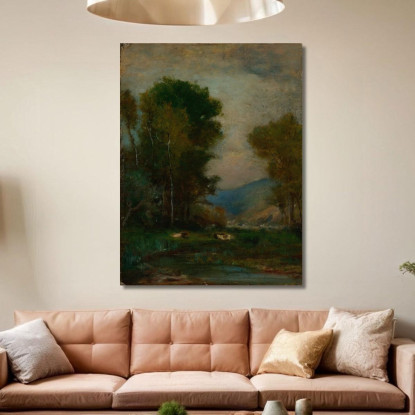 Mucche Presso Un Ruscello George Inness gin17 quadro stampato su tela