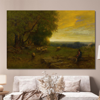 Pastore E Gregge Al Tramonto George Inness gin80 quadro stampato su tela