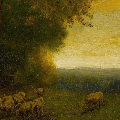 Pastore E Gregge Al Tramonto George Inness gin80 quadro stampato su tela