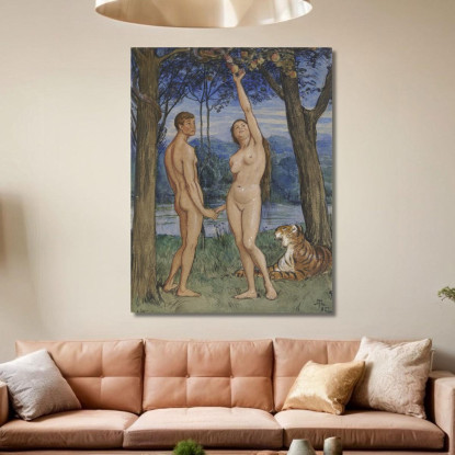 Adamo Ed Eva Hans Thoma hth3 quadro stampato su tela