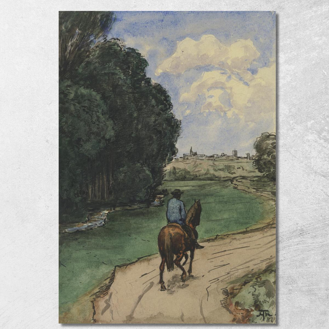 Al Limite Della Foresta. Cavaliere Su Un Sentiero Rivolto Verso L'Interno Hans Thoma hth5 quadro stampato su tela Al Limite Della Foresta. Cavaliere Su Un Sentiero Rivolto Verso L'Interno Hans Thoma hth5 quadro stampato su tela