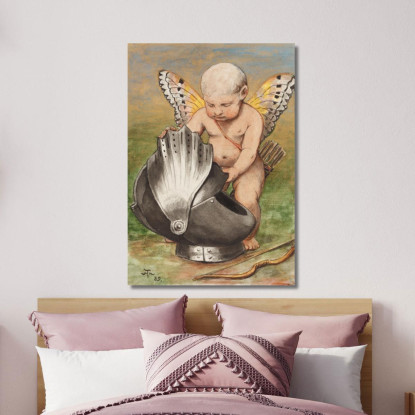 Cherubino Con Elmo Hans Thoma hth18 quadro stampato su tela