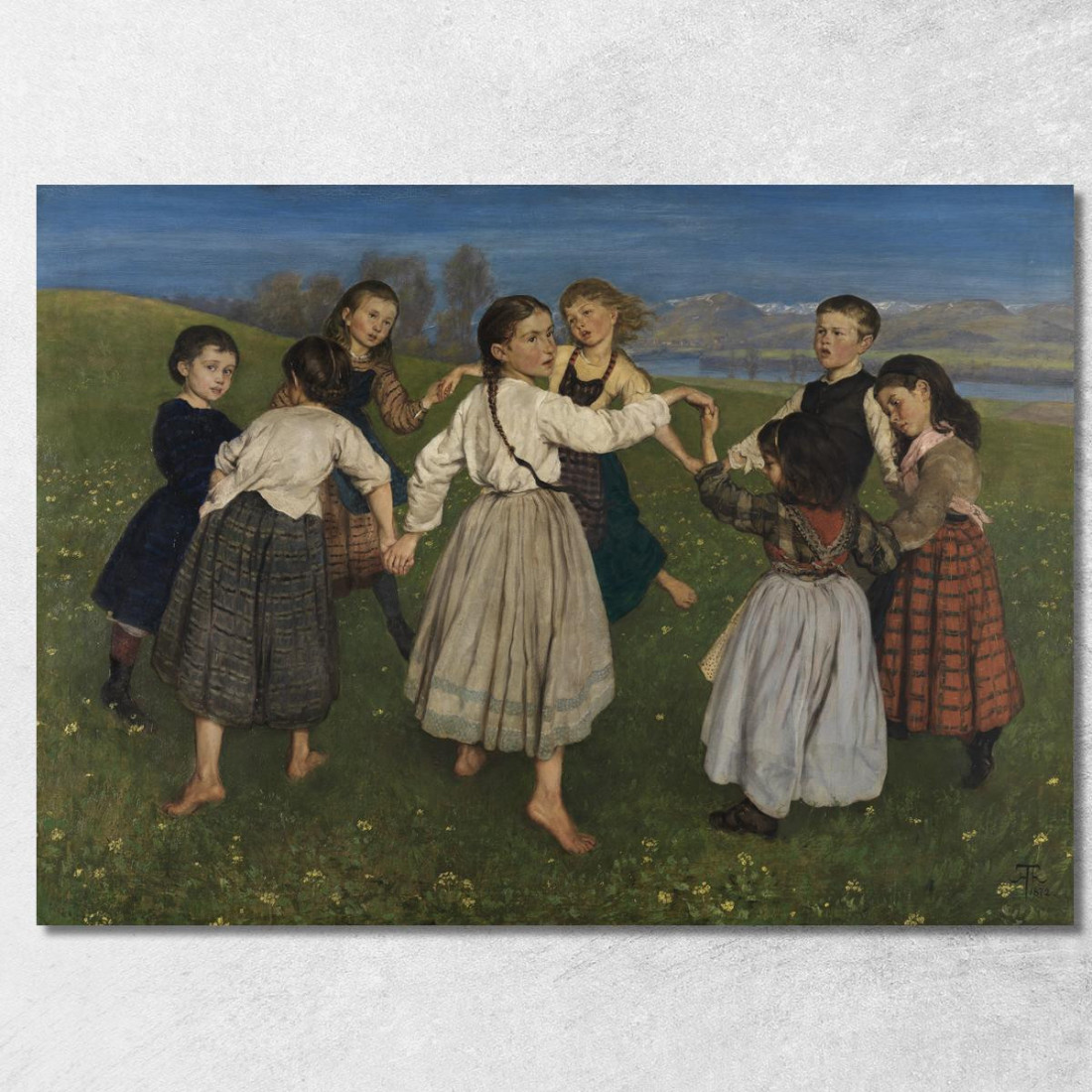 Bambini Che Ballano In Cerchio Hans Thoma hth19 quadro stampato su tela Bambini Che Ballano In Cerchio Hans Thoma hth19 quadro stampato su tela