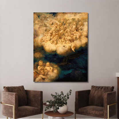 Nuvola Di Angeli Hans Thoma hth22 quadro stampato su tela
