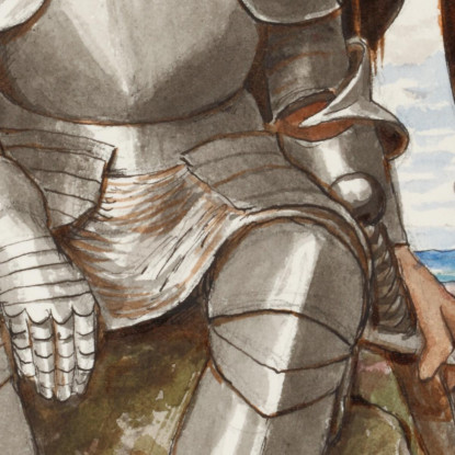 Erika E Cavaliere Seduto Hans Thoma hth34 quadro stampato su tela