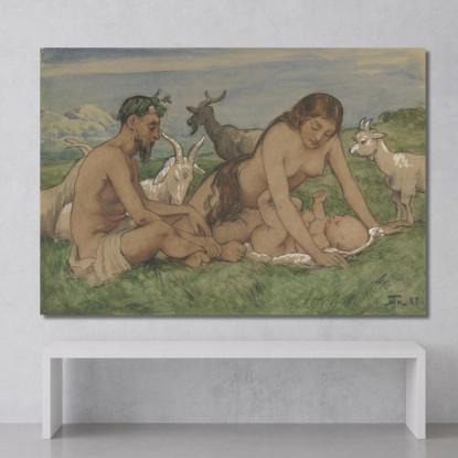 Famiglia Di Fauni Hans Thoma hth36 quadro stampato su tela