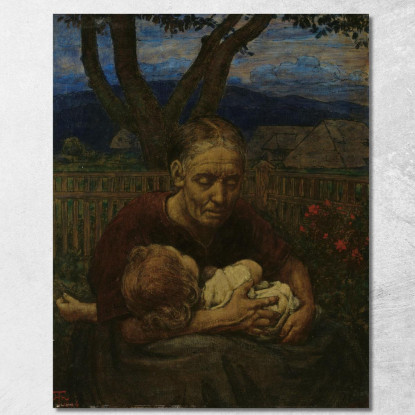 Madre E Figlio In Un Giardino Hans Thoma hth52 quadro stampato su tela