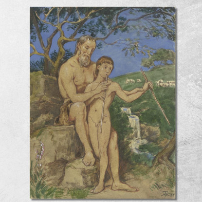 Fauno Vecchio E Giovane Hans Thoma hth54 quadro stampato su tela