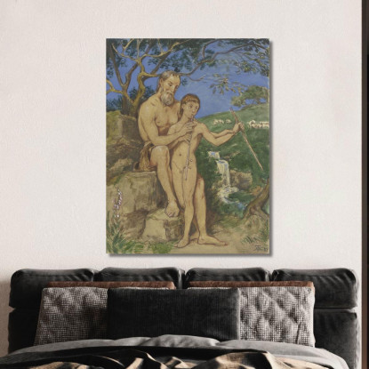 Fauno Vecchio E Giovane Hans Thoma hth54 quadro stampato su tela