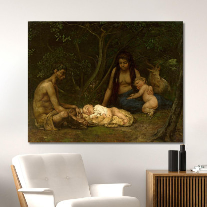 La Famiglia Del Satiro: L'Educazione Di Zeus Hans Thoma hth64 quadro stampato su tela