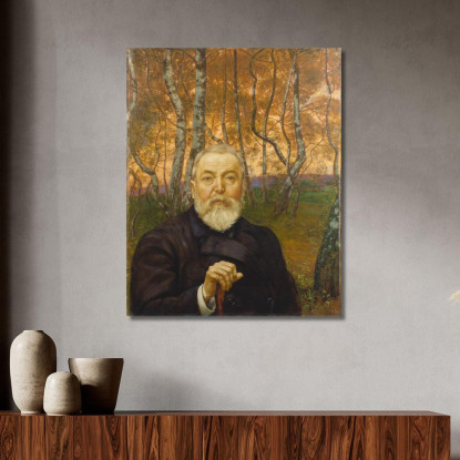 Autoritratto Davanti A Una Foresta Di Betulle Hans Thoma hth66 quadro stampato su tela