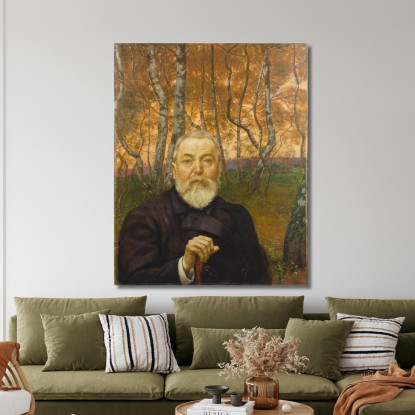 Autoritratto Davanti A Una Foresta Di Betulle Hans Thoma hth66 quadro stampato su tela