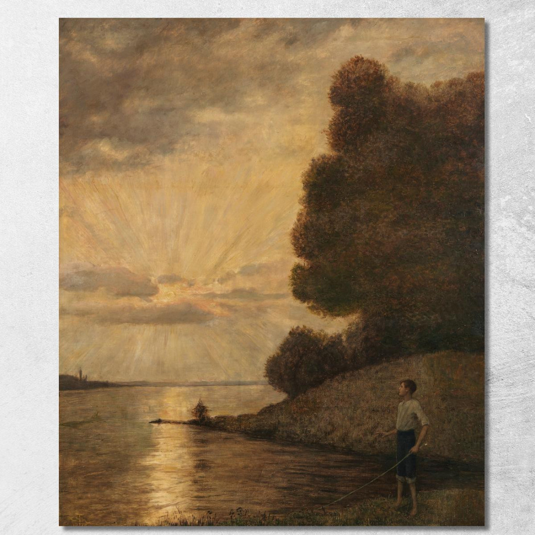 Tramonto Sull'Alto Reno Hans Thoma hth68 quadro stampato su tela Tramonto Sull'Alto Reno Hans Thoma hth68 quadro stampato su tela