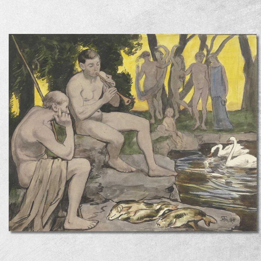 I Campi Elisi: Ninfe Danzanti Hans Thoma hth77 quadro stampato su tela I Campi Elisi: Ninfe Danzanti Hans Thoma hth77 quadro stampato su tela