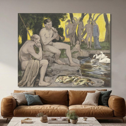 I Campi Elisi: Ninfe Danzanti Hans Thoma hth77 quadro stampato su tela