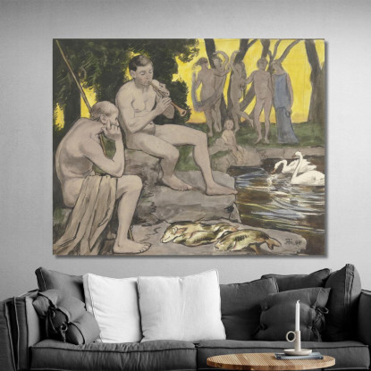 I Campi Elisi: Ninfe Danzanti Hans Thoma hth77 quadro stampato su tela