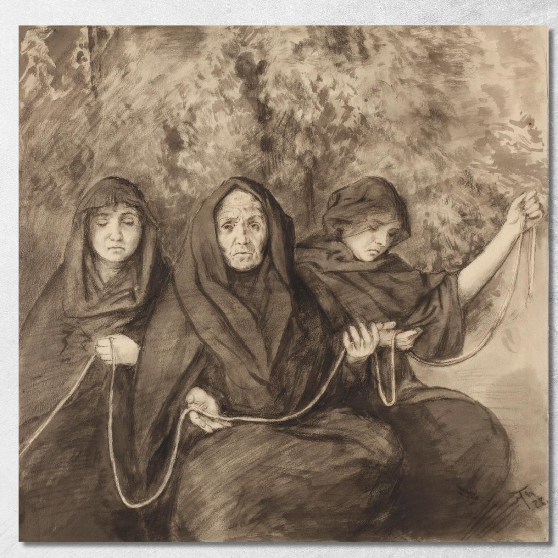Le Tre Norne Hans Thoma hth84 quadro stampato su tela Le Tre Norne Hans Thoma hth84 quadro stampato su tela